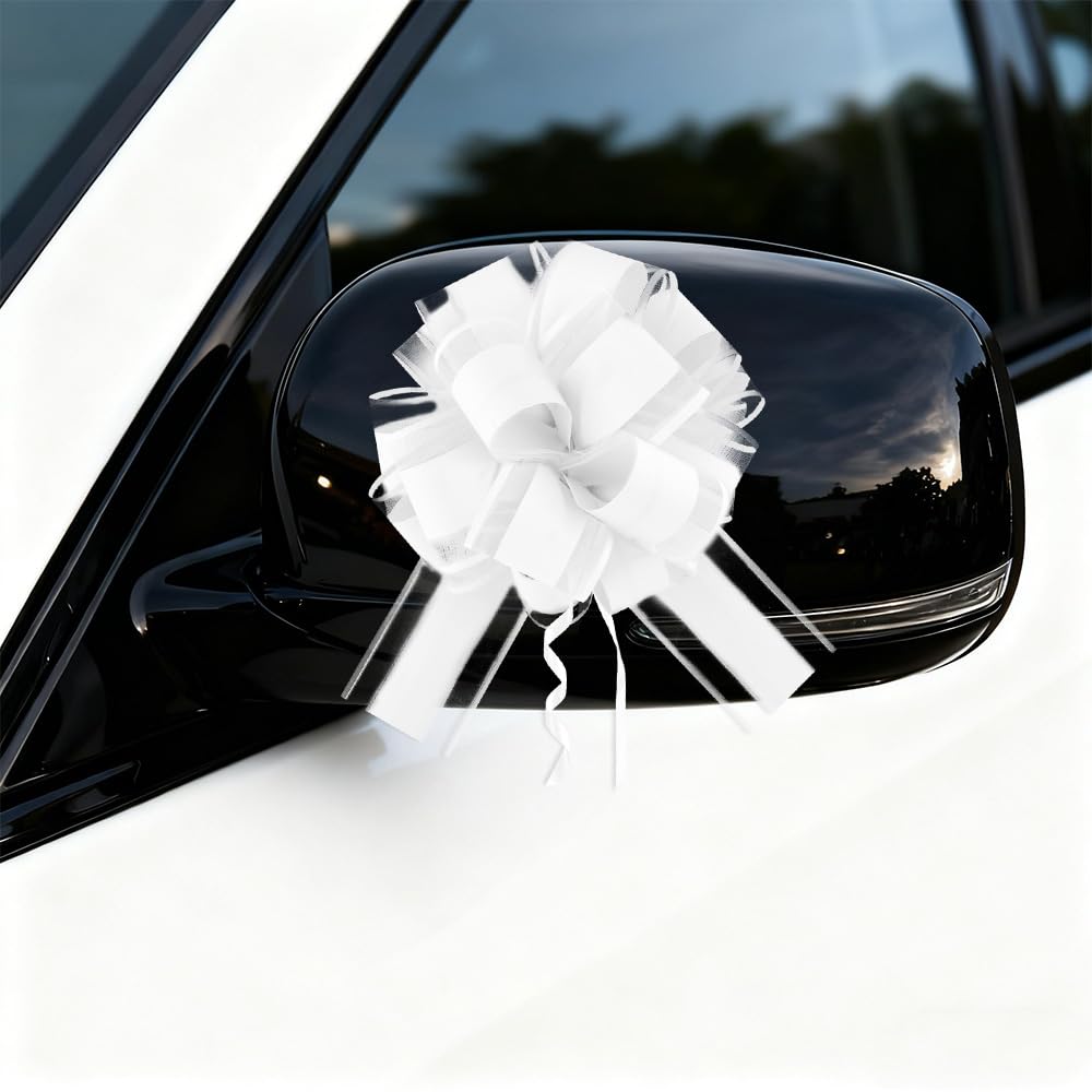 Grands Nœuds à Tirer Blancs 15cm Rubans Décoratifs pour Mariage Voiture Cadeaux