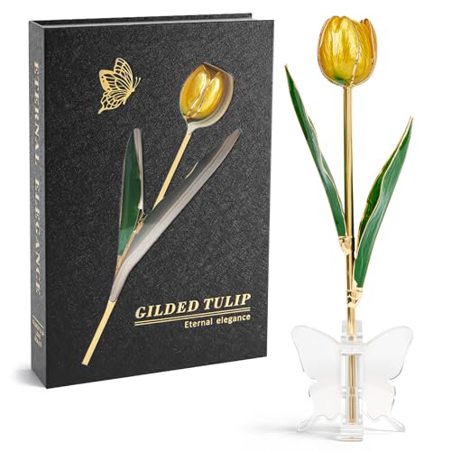 Mikasol 24K Gold Dipped Real Tulip – Golden Sunshine, Bright