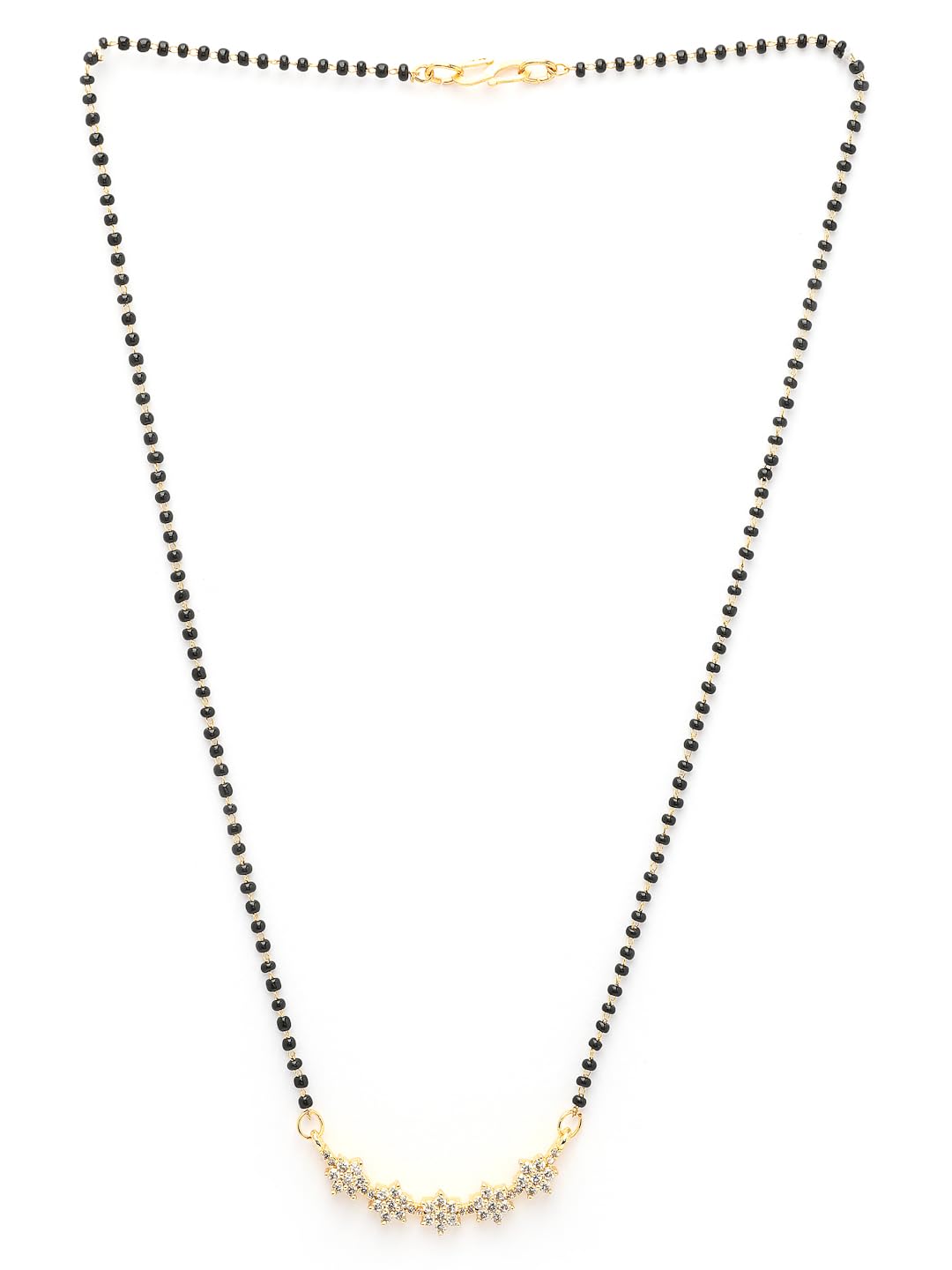 adiva 18K Gold-Plated Star-Shaped Cubic Zirconia Stone & Black Beaded Mangalsutra, Traditional Stylish Mangalsutra for Women Party, Wedding, Bridal, Occasion, Festive-picture-49