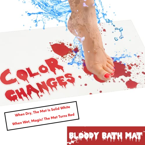 Image of Bloody Mat - Vinyl That Turns Red When Wet - Footprints Disappear Like Magic - 13 inchx22 inch (Does Not Absorb Water)