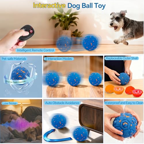 Image of Newget Interactive Dog Toy Ball with Remote, 3 Modes Smart Moving Dog Balls with Touch Wake-Up, Automatic Bouncing /Rolling Chew-Resistant for Medium & Large Dogs to Keep Busy, Indoor /Outdoor