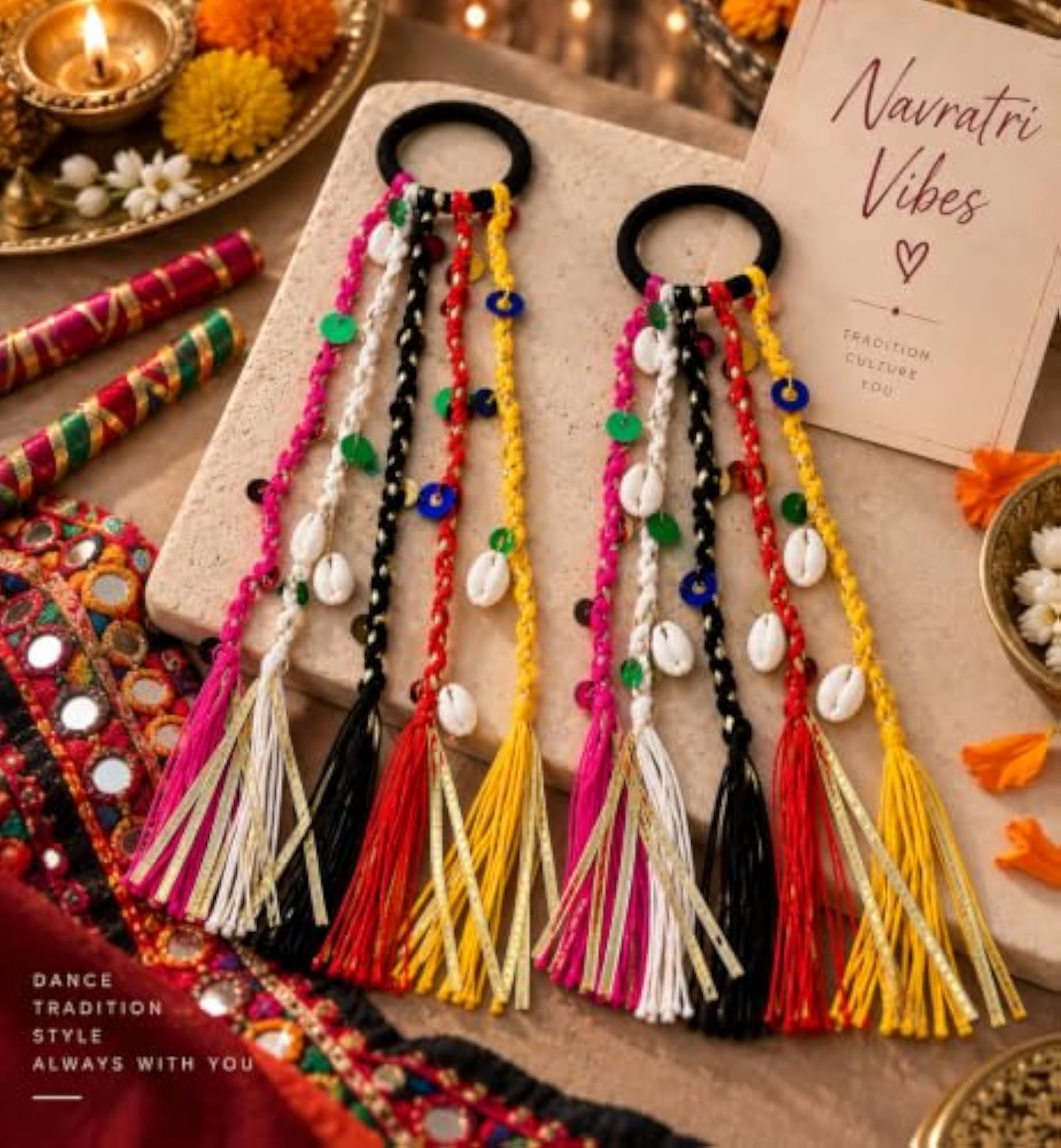 Women's Multicolour Braids Hair Extension for Navratri