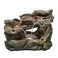 Alpine Corporation 10" Tall Tabletop 3-Tier Waterfall Rock Fountain with LED Lights