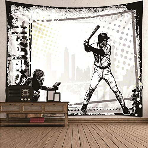 Tapisserie murale tissu japonais Isdreem motif hockey noir et blanc 200x200cm pour decoration