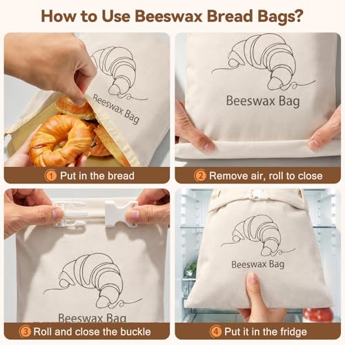 Bolsa de algodón para pan de cera de abeja contenedor almacenamiento alimentos grande 8