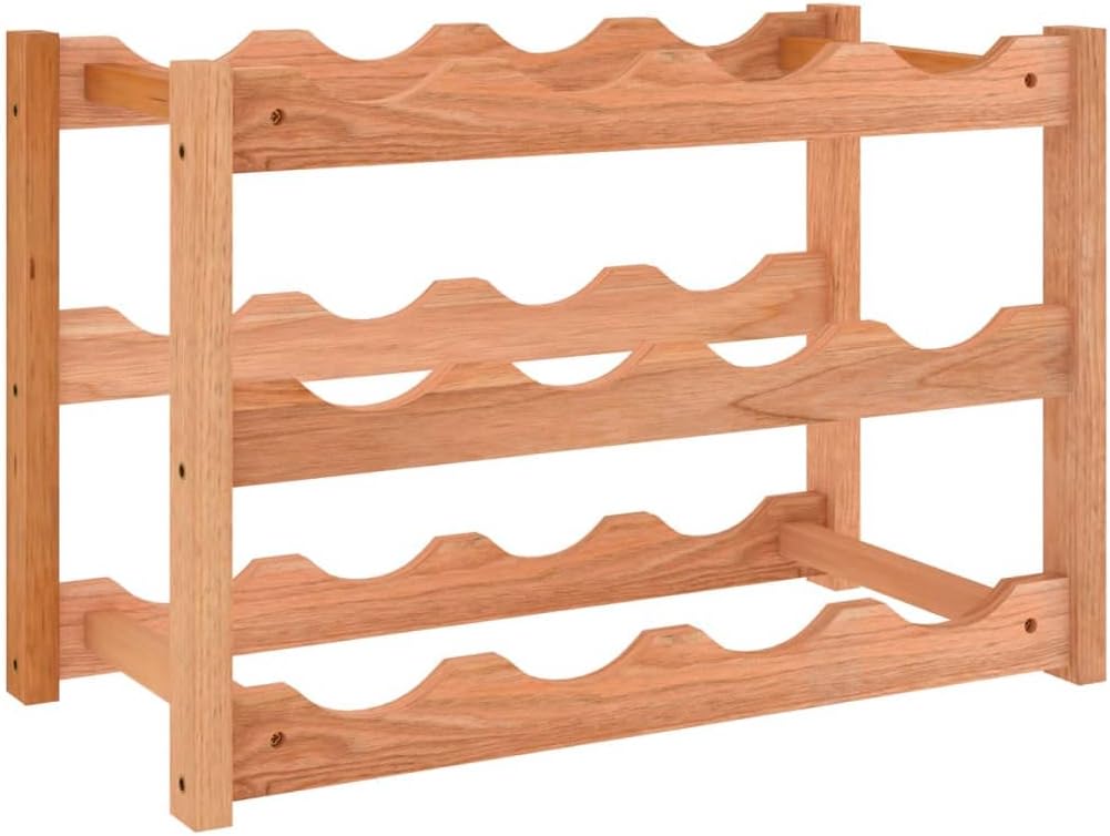 vidaXL Estante para Vinos de Pie para 12 Botellas - Madera de Nogal Sólida