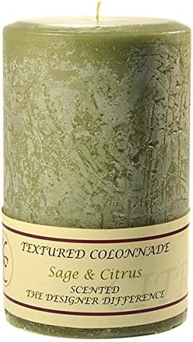 Textured 4x6 Sage and Citrus Pillar Candle for Wedding/Dinner, Holiday Event, Home Decoration, 70 to 90 Hours, 4 in. diameterx6.25 in. Tall, 1 Piece