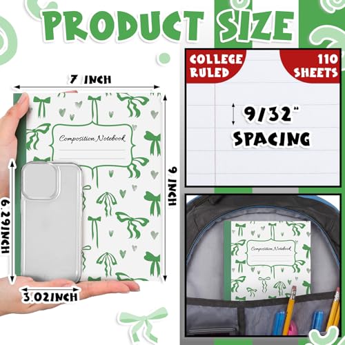 Fullhawl 6 Pack Green Composition Notebook College Ruled by Fullhawl - Used condition - Image 2