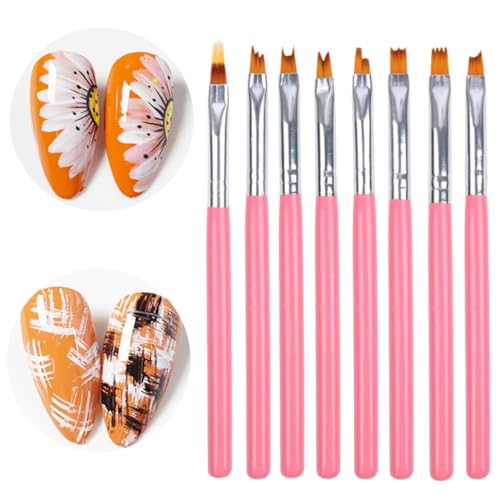 Pinceles Para Uñas, 8 Pcs Gradient Cepillo de Uñas Set, Pincel para Arte de Uñas, Profesional Nail Art Cepillo Pintura Punteado de Gel para Decoración de Uñas, Kit de Herramienta de Uñas