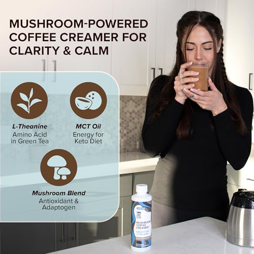 Mushroom Coffee Creamer with MCT Oil Blend & L-Theanine | MCT Coffee Creamer, Keto Coffee Creamer, Dairy Free, Sugar Free, Vegan, Plant Based, Hazelnut Chocolate Flavor, 30 Servings | Made in USA