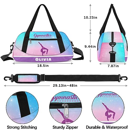 Bardic Kids' Duffel-Bag, Dance Gymnastics Personalized Overnight Travel Bag, Polyester, Multicolor 616, 18.5x7.9x9.4 inches3