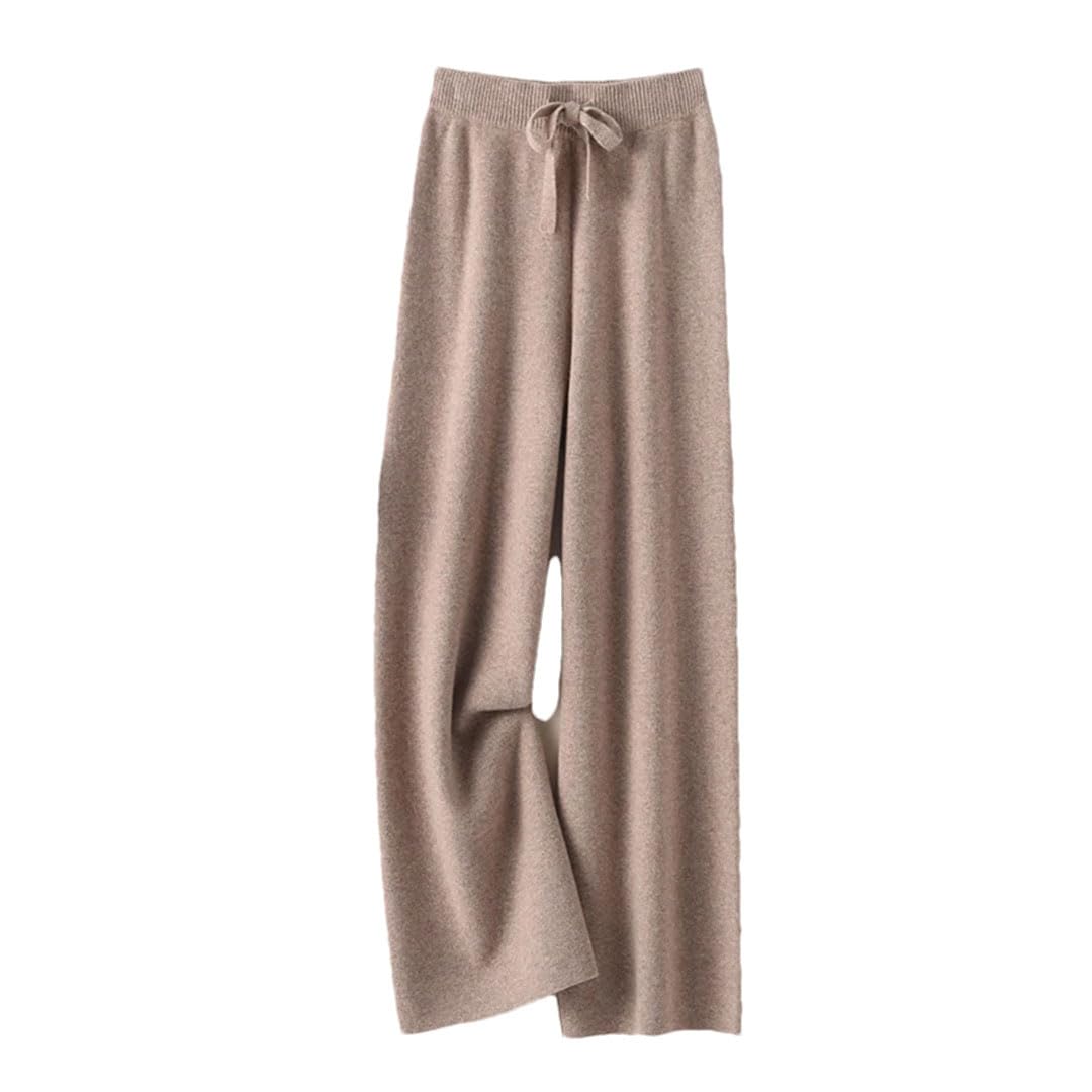 Pantaloni da donna a vita alta a gamba larga pantaloni lavorati a maglia pantaloni invernali 100% lana tinta unita pantaloni larghi