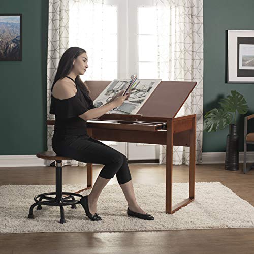 Sd Studio Designs, Sonoma Brown Ponderosa Wood Drawing Table 42" Wide, Angle Adjustable, W X 24" D #TOP1