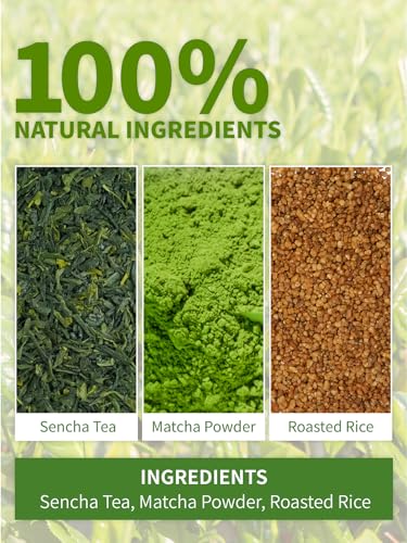 Image of TeeLux Genmaicha Tea Bags, Sencha Green Tea with Brown Rice & Matcha, 60ct