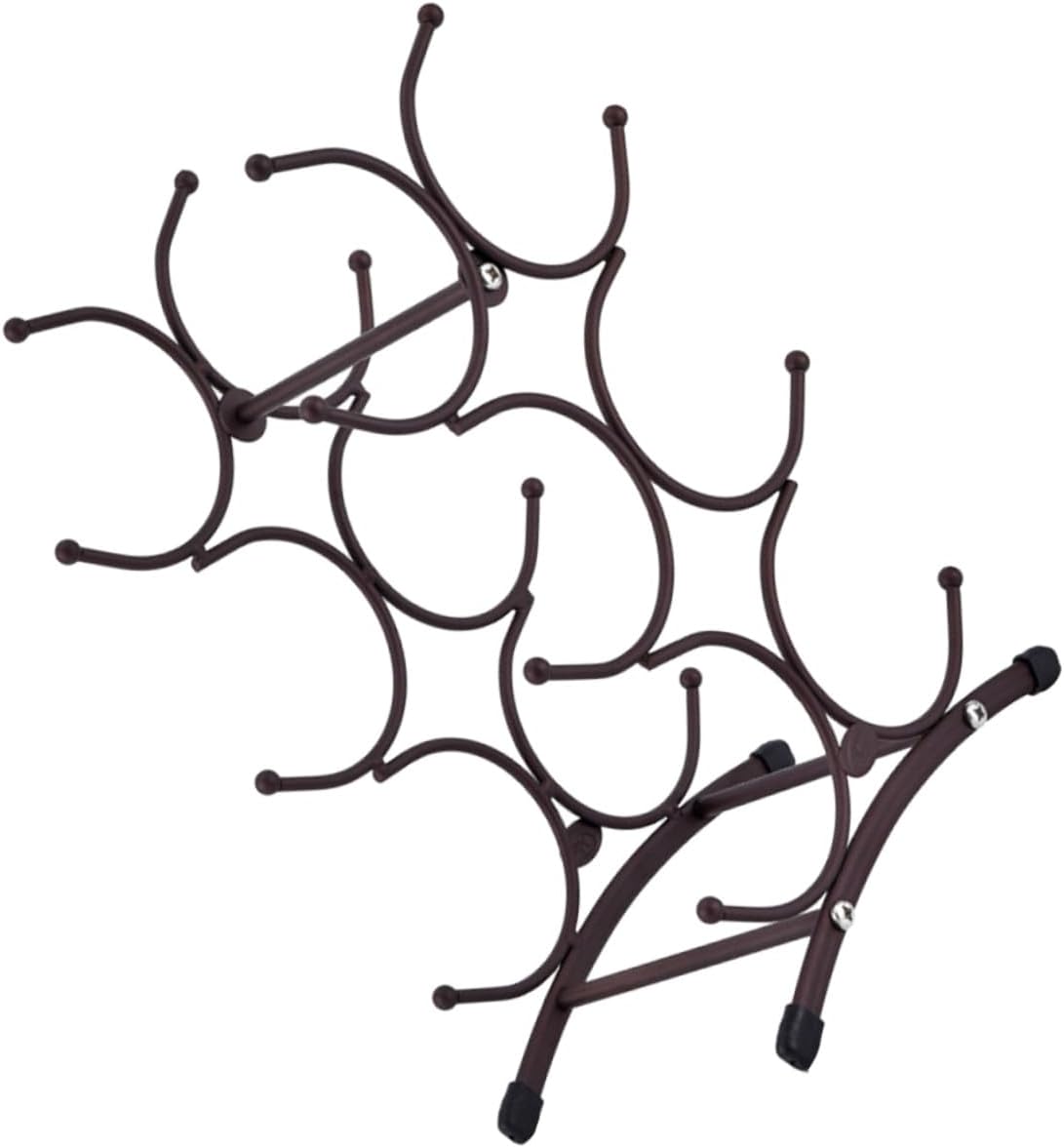 Detachable Vintage Iron Wine Rack Six-Bottle Metal Wine Bottle Holder Countertop Shelf for Home Dining Room Storage and Display in Matte Antique Copper