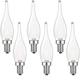 Frosted LED Candelabra Bulbs, Night Light Bulb 15 Watt Equivalent 1.5W E12 Mini Candle Bulb Low Wattage for Chandelier Ceiling Fan, 2700K Soft White, Non-dimmable, 6Pack