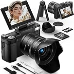 Longyi 6K Digital Camera, 75MP Cameras for Photography with 8X Optical Zoom & Tripod, Anti-Shake Vlogging Camera with 3" 180° Flip Screen, 64GB Card, Card Reader, Vlog Travel Cameras for Youtubers