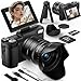 Longyi 6K Digital Camera, 75MP Cameras for Photography with 8X Optical Zoom & Tripod, Anti-Shake Vlogging Camera with 3" 180° Flip Screen, 64GB Card, Card Reader, Vlog Travel Cameras for Youtubers