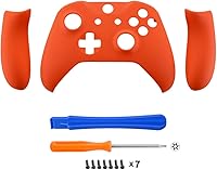 Vista 8 de eXtremeRate Soft Touch Top Shell Front Housing Faceplate Replacement Parts with Side Rails Panel for Xbox One X S Controller (Orange)