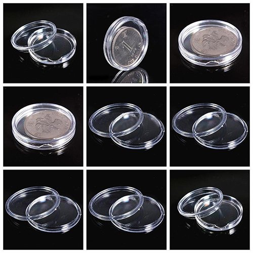 Set de 10 cápsulas plásticas transparentes para monedas 20mm miniatura 6