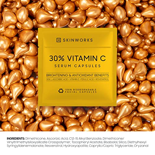 Ultra Potent Pure Vitamin C Serum For Face 30% Vitamin C Facial Serums With Vitamin E & Ferulic Acid, For Dark Spots, Anti-Wrinkle, Anti-Aging, Vitamin C Face Oil Skin Brightening Serum, Unscented, Cream, 5 Individual Capsules, 0.10 Fl Oz #TOP3