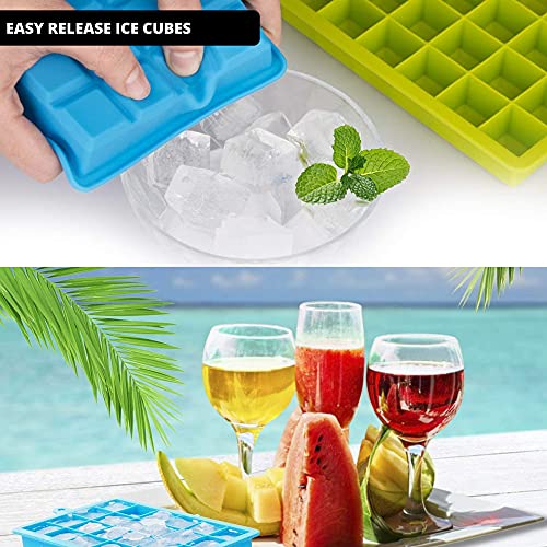 Image of FiABLE Premium Silicone Ice Tray with lid | 24 Small 1inch Ice Cubes, Flexible and Easy Release, BPA Free, FDA Approved Silicone - Set of 2 Trays