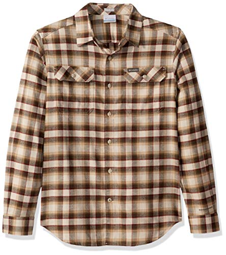 Columbia Men's Flare Gun Stretch Flannel, Dark Stone Grid, X-Large