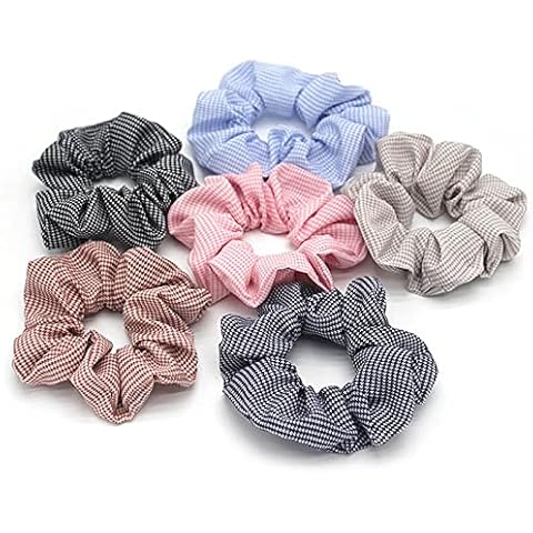SEVENHEAD Scrunchies for Hair, 6 Packs Hair Scrunchies for Women Cotton Bandana Scrunchies, Soft Scrunchy Hair Bands (Houndstooth Series) Cover