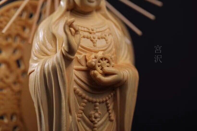 Amazon｜南海観音 仏教美術品 木彫仏像 観音菩薩 供養品 風水開運 精密