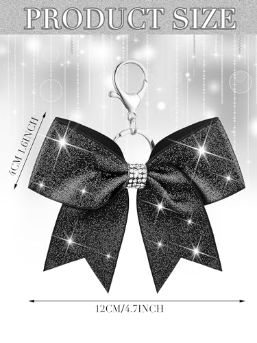 Image of Tondiamo Cheer Bow Keychain Cheer Keychain with Rhinestones Cheerleader Keyrings for Team Gift Cheerleading Sports Accessory