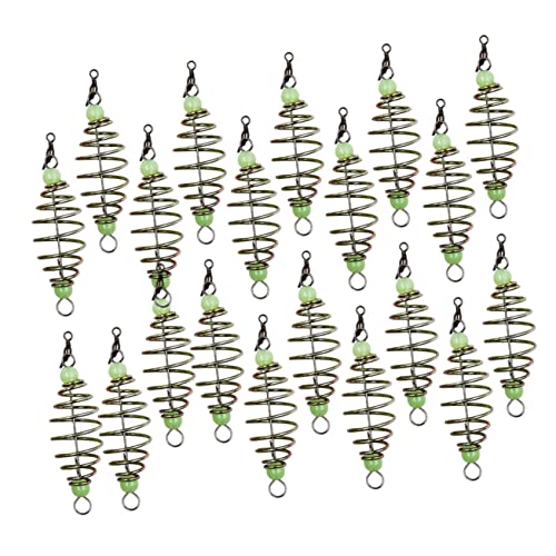 Mikikit 20Pcs Luminous Fishing Bait Holders Portable Carbon Steel Bait Cages for Carp Fishing Lightweight and Sturdy Fishing Tackle for Outdoor Enthusiasts