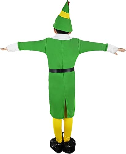 Miniatura 5 de RTOPDS Budby - Disfraz de elfo verde con sombrero para niños, disfraz de elfo verde con sombrero para Halloween, Navidad, fiestas de vacaciones y