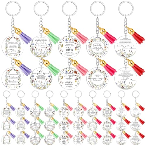 Porte-clés chrétien en acrylique avec pompon pour cadeau de Fête des Mères