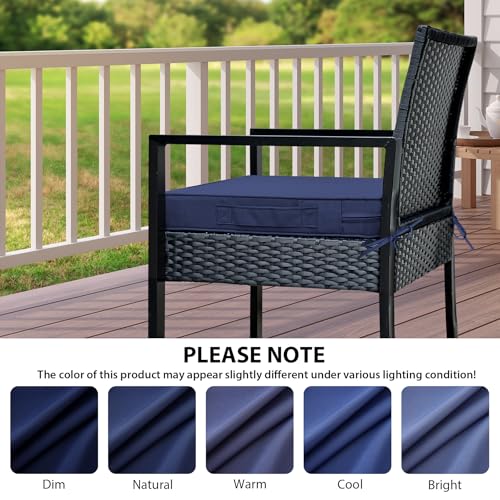 IPYNBAP Outdoor Chair Cushions Set of 4 -Waterproof Outdoor Seat Cushions for Patio Furniture, Patio Chair Cushion with Handle and Ties, Square Out Door Chair Pads,19" x 19" x 3", Navy Blue - image 7