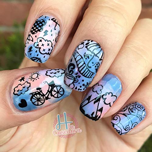 Nail Art Stamping Plate - Eskimo Kisses - Unique & Original Design By Colombian Nail Artist H la Cosedora