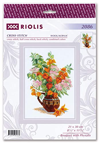 Kit point de croix compté RIOLIS fleur de physalis canevas Aida