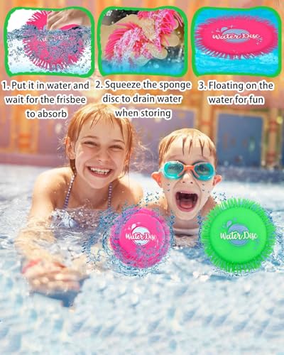 FUGLUS 2pcs Wasser Frisbee - Wasser-Wurfscheibe aus Schaumstoff und Silikon Ø 17 cm - Wasserspielzeug in knalligen Farben extra Soft (02 Stück - Frisbee 17 cm)