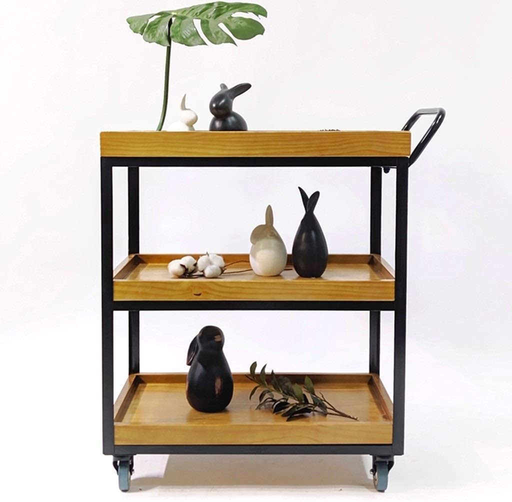 Carrito de Madera Tipo Buffet para Vino, para Cocina casera y Catering de hoteles, con función Transparente, Carrito de Servicio de 3 Niveles para Bebidas y vajilla (Negro)