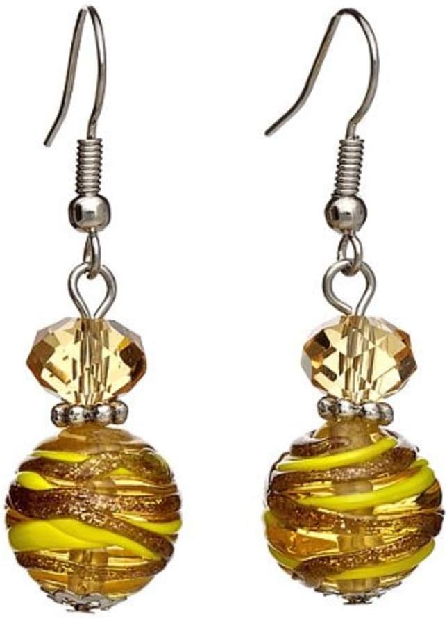 “Gleaming Gold” Hand-Blown Venetian Murano Glass Earrings