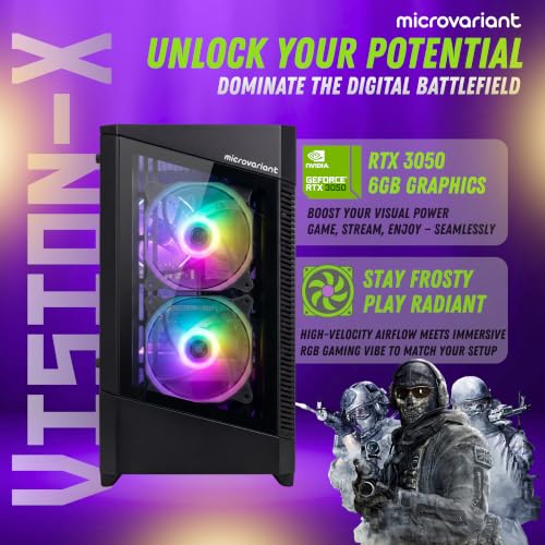 Image of Vision-X Gaming PC | Core I7 7th Gen | RTX 3050-6GB GPU | 16GB RAM | 256GB NVMe SSD | 5G WiFi+BT Dongle | Windows 11 Pro | USB 3.0 /HDMI /VGA Port | Black