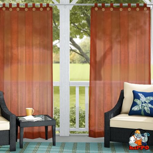Image of HIPPO High Density Polyethylene 150 GSM Outdoor Loop Curtains Sun Blocking, UV Protection, Light-Filtering Balcony Curtain (Brown, 3FTX9FT, 1PC)