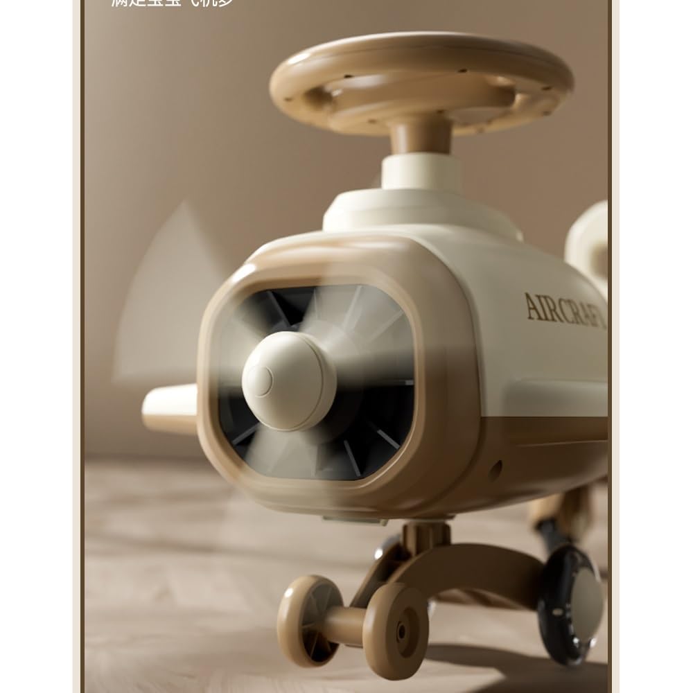 Elektrisches Flugzeug für Kinder mit Licht und Musik, leises Rad und Fernbedienung, Braun