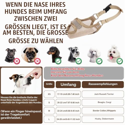 Maulkorb für Große, Mittelgroße und Kleine Hunde, Weich Maulkorb gegen Bellen mit Vorne-Atmung, Kauen-Schutz, Geschenk für Haustiere (L)
