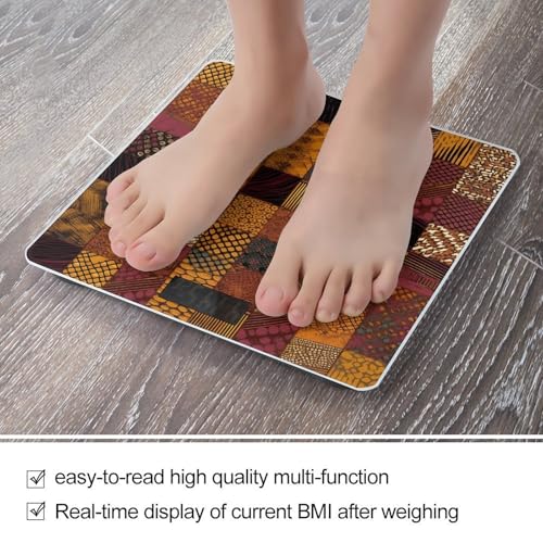 Balanza digital de baño estilo patchwork africano vidrio templado miniatura 5