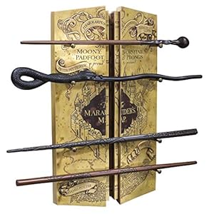 The Noble Collection Harry Potter Marauders Wand Set with Display Stand – 31.5in (43cm) 4 Wizard Wands with Marauders Map Display Stand – Officially Licensed Film Set Movie Props Wands Gifts