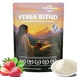 Yerba Mate teas Strawberry Matcha Flavor Instant Tea Powder - 3-in-1 Super Drink, Low Sugar, Supports Mental Clarity, Containing Prebiotics and Probiotics, Replenish Energy - 12.69 oz (30 Servings)