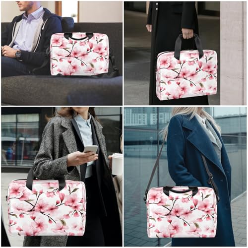 Maletín para laptop 15.6-16 pulg con flores rosa resistente al agua miniatura 2
