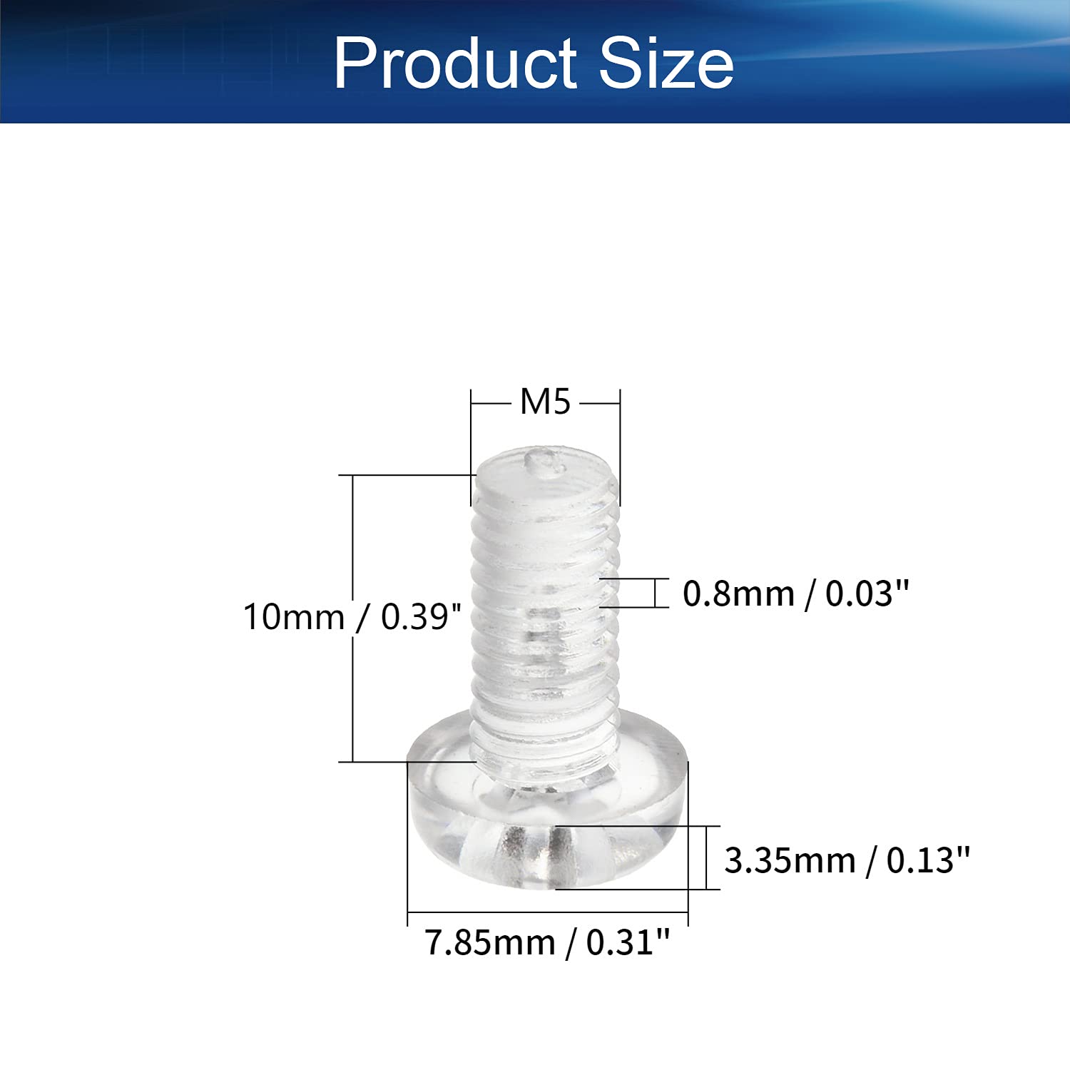 M5 Plastic Threaded Phillips Cross Pan Head Machine Screws Bolts 0.30"x0.39"(DXH), for Wind Power Industry, White 50Pcs