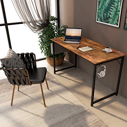 CubiCubi Computer Desk 40" Study Writing Table for Home Office, Industrial Simple Style PC Desk, Black Metal Frame, Rustic