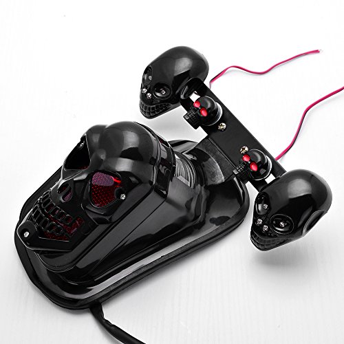 Black Motorcycle Skull Turn Signal Rear Brake Tail Light Compatible with Harley Honda Yamaha Kawasaki Suzuki